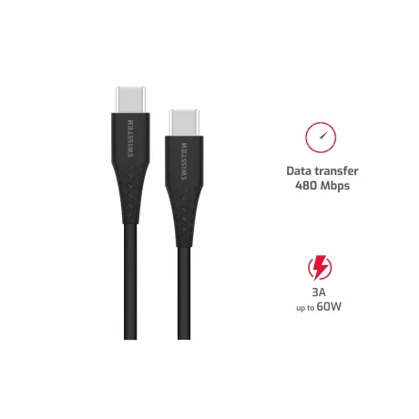 CABLU DE ÎNCĂRCARE SWISSTEN USB-C / USB-C 1.0 M NEGRU 