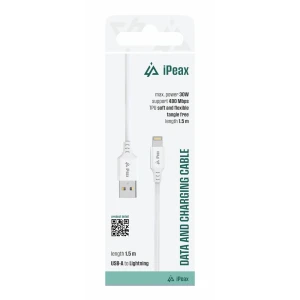 Cablu iPEAX TPU USB-A / LIGHTNING 1.5M, USB 2.0 ALB
