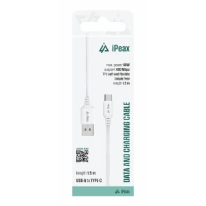 Cablu iPEAX TPU USB-A / USB-C 1.5M, USB 2.0 ALB