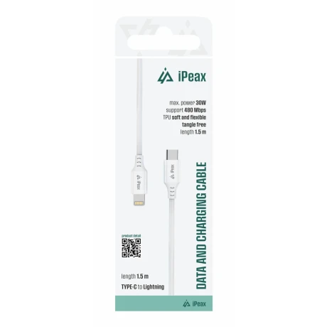 Cablu iPEAX TPU USB-C / LIGHTNING 1.5M, USB 2.0 ALB