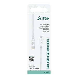 Cablu iPEAX TPU USB-C / LIGHTNING 1M, USB 2.0 ALB