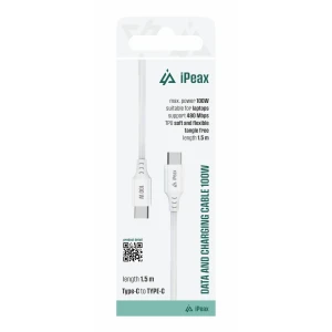 Cablu iPEAX TPU USB-C / USB-C 1.5M, 5A, 100W ALB