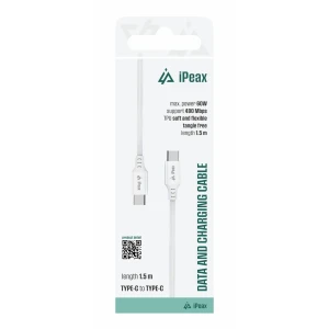 Cablu iPEAX TPU USB-C / USB-C 1.5M, USB 2.0 ALB