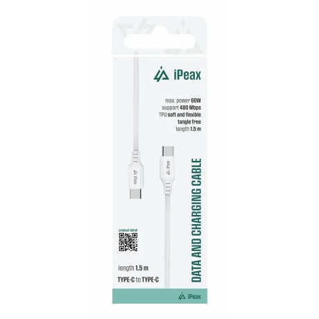 Cablu iPEAX TPU USB-C / USB-C 1.5M, USB 2.0 ALB