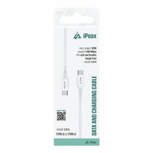 Cablu iPEAX TPU USB-C / USB-C 1M, USB 2.0 ALB