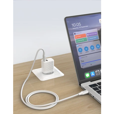 Cablu iPEAX TPU USB-C / USB-C 1M, USB 2.0 ALB