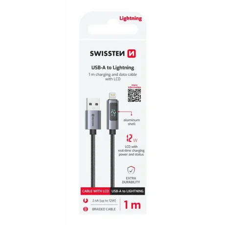 Cablu LCD SWISSTEN USB-A / LIGHTNING 1 M