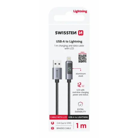 Cablu LCD SWISSTEN USB-A / LIGHTNING 1 M