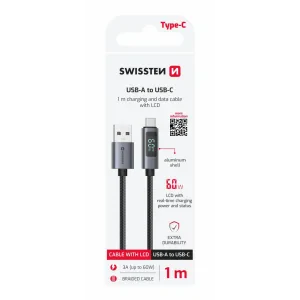 Cablu LCD SWISSTEN USB-A / USB-C 1 M