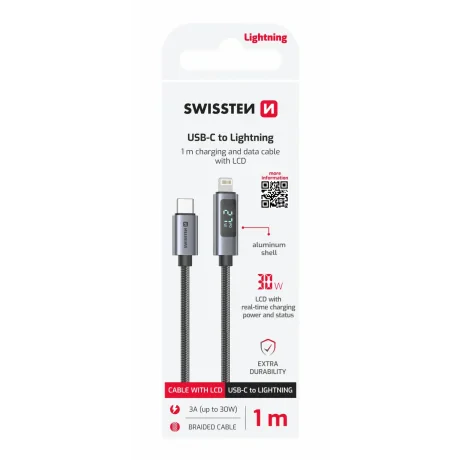 Cablu LCD SWISSTEN USB-C / LIGHTNING 1 M