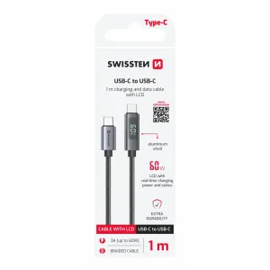 Cablu LCD SWISSTEN USB-C / USB-C 1 M
