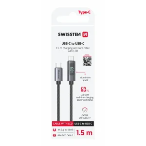 Cablu LCD SWISSTEN USB-C / USB-C 1.5 M