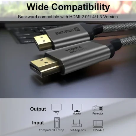 Cablu SWISSTEN HDMI la HDMI 4K 60Hz 1.0 M nailon