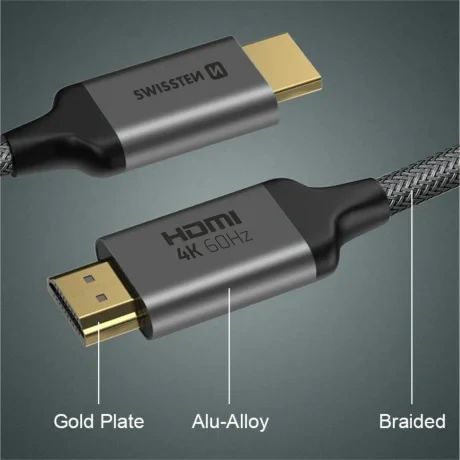 Cablu SWISSTEN HDMI la HDMI 4K 60Hz 1.0 M nailon