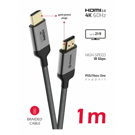 Cablu SWISSTEN HDMI la HDMI 4K 60Hz 1.0 M nailon