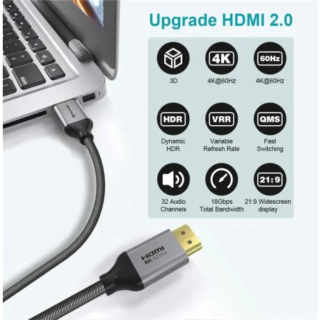 Cablu SWISSTEN HDMI la HDMI 4K 60Hz 3.0 m nailon