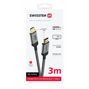 Cablu SWISSTEN HDMI la HDMI 4K 60Hz 3.0 m nailon