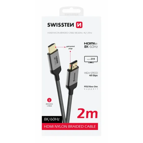 Cablu SWISSTEN HDMI la HDMI 8K 60Hz 2.0 m nailon