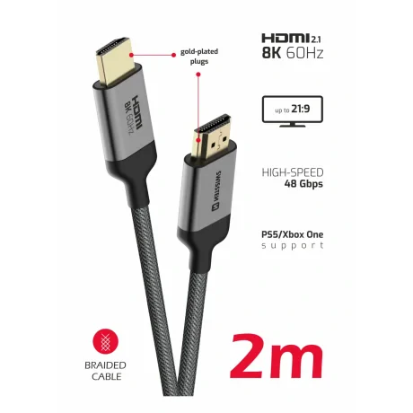 Cablu SWISSTEN HDMI la HDMI 8K 60Hz 2.0 m nailon