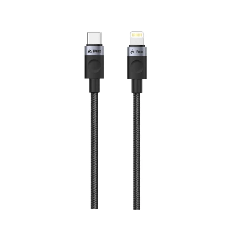 Cablu textil iPEAX FLEXLINE USB-C / LIGHTNING 1.5M, USB 2.0 Negru