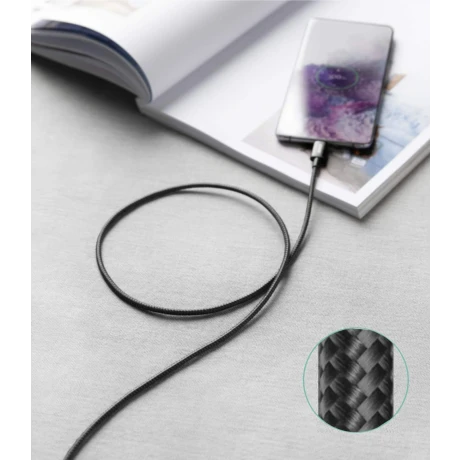 Cablu textil iPEAX USB-A / LIGHTNING 1M, USB 2.0 Negru