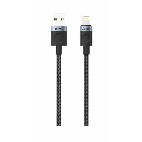 Cablu textil iPEAX USB-A / LIGHTNING 1M, USB 2.0 Negru
