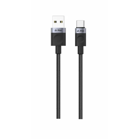 Cablu textil iPEAX USB-A / USB-C 1.5M, USB 2.0 Negru