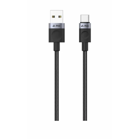 Cablu textil iPEAX USB-A / USB-C 1M, USB 2.0 Negru