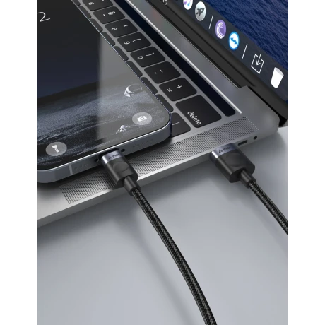 Cablu textil iPEAX USB-A / USB-C 1M, USB 2.0 Negru