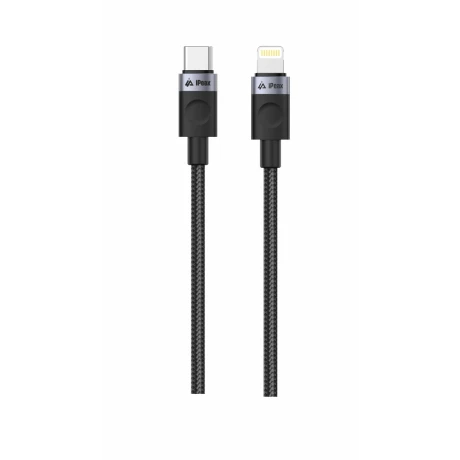 Cablu textil iPEAX USB-C / LIGHTNING 1M, USB 2.0 Negru