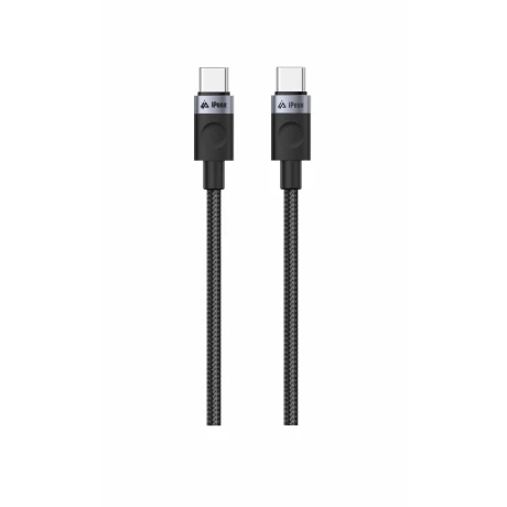 Cablu textil iPEAX USB-C / USB-C 1M, USB 2.0 Negru