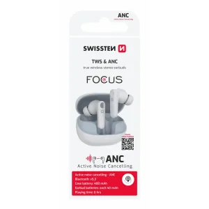 Căști Bluetooth ANC Swissten Focus Albe