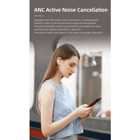 Căști Bluetooth ANC Swissten Focus Albe