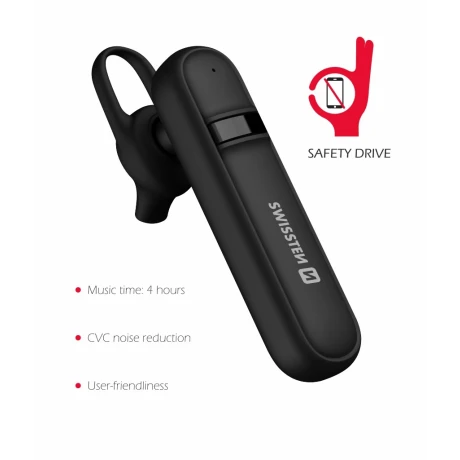 CĂȘTI BLUETOOTH SWISSTEN CALLER NEGRE