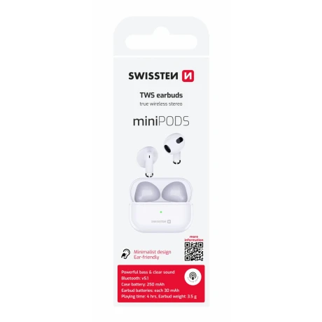 Căști Bluetooth TWS Swissten MiniPods Albe