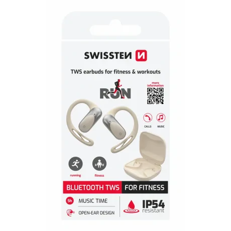 Căști Bluetooth TWS Swissten Running Open Ear Bej