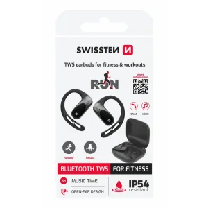 Căști Bluetooth TWS Swissten Running Open Ear, negre