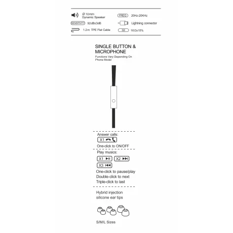 Căști intraauriculare Swissten DYNAMIC LIGHTNING YS500 Negre