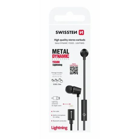 Căști intraauriculare Swissten DYNAMIC LIGHTNING YS500 Negre