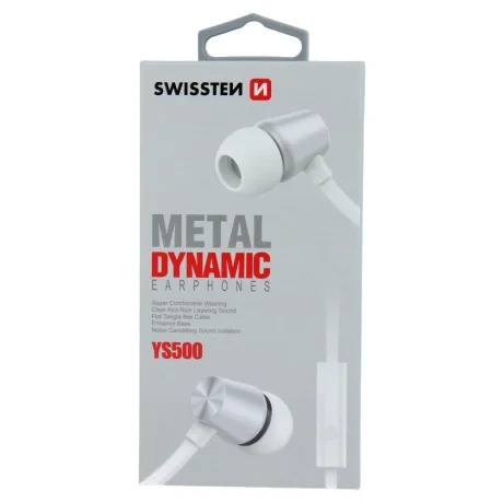 Căști intraauriculare Swissten DYNAMIC YS500 argintii/alb