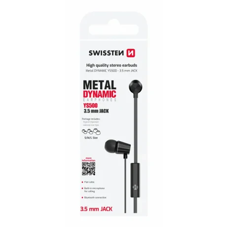 Căști intraauriculare Swissten DYNAMIC YS500 negre