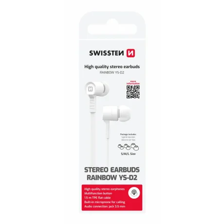 Căști intraauriculare SWISSTEN RAINBOW YS-D2 albe