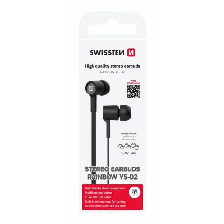 Căști intraauriculare SWISSTEN RAINBOW YS-D2 negre