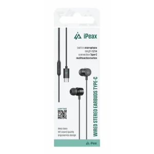 Căști iPEAX cu fir USB-C negre