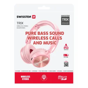Căști stereo fără fir Swissten Trix roz