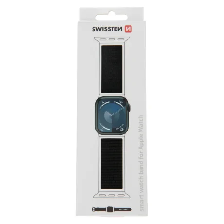 CUREALĂ DIN NAILON SWISSTEN PENTRU APPLE WATCH 38 / 40 / 41 mm NEAGRĂ