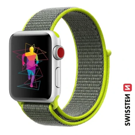 CURELĂ DIN NAILON SWISSTEN PENTRU APPLE WATCH 38 / 40 / 41 mm VERDE STRĂLUCITOR