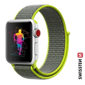 CURELĂ DIN NAILON SWISSTEN PENTRU APPLE WATCH 38 / 40 / 41 mm VERDE STRĂLUCITOR
