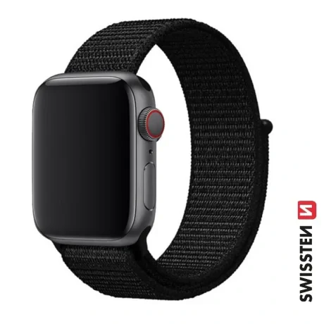 CURELĂ DIN NAILON SWISSTEN PENTRU APPLE WATCH 42 / 44 / 45 / 49 mm NEAGRĂ