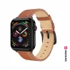 CURELĂ DIN PIELE SWISSTEN PENTRU APPLE WATCH 42 / 44 / 45 / 49 mm MARO (cataramă neagră și clemă neagră)